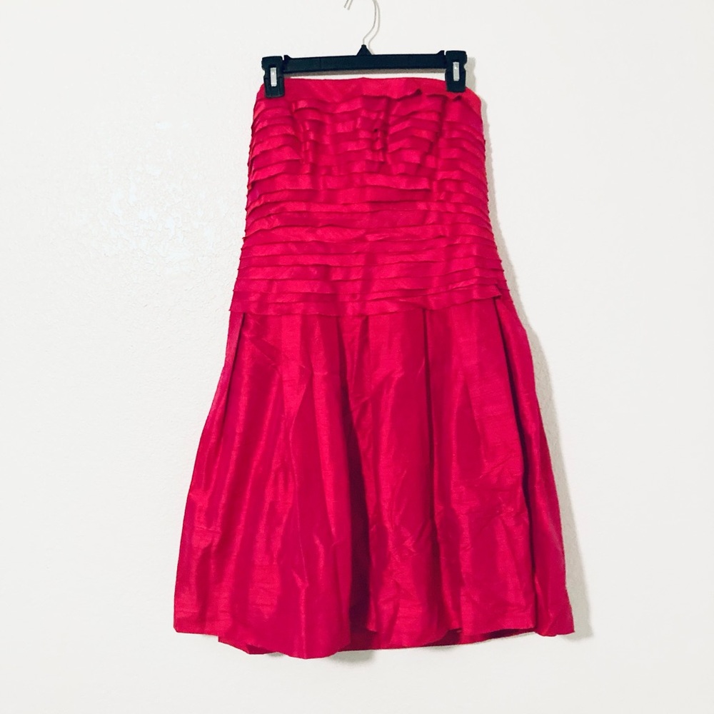 Donna Morgan Silk Strapless Dress (Red)